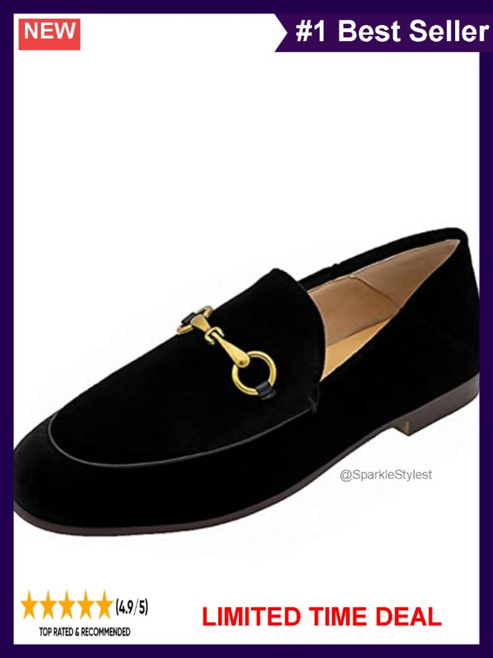 Velvet Fur Lined Chain Loafers Slip On Flats for Women
